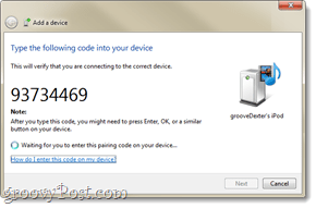 ein Bluetooth-Pairing-Code in Windows 7