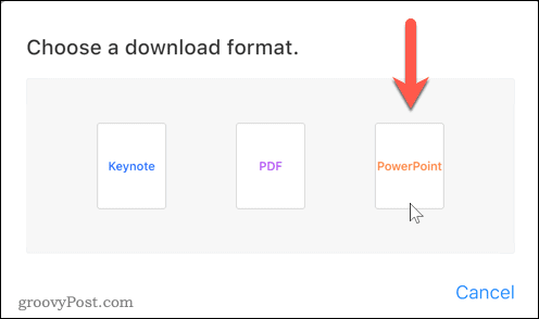 Wählen Sie die Option PowerPoint-Format