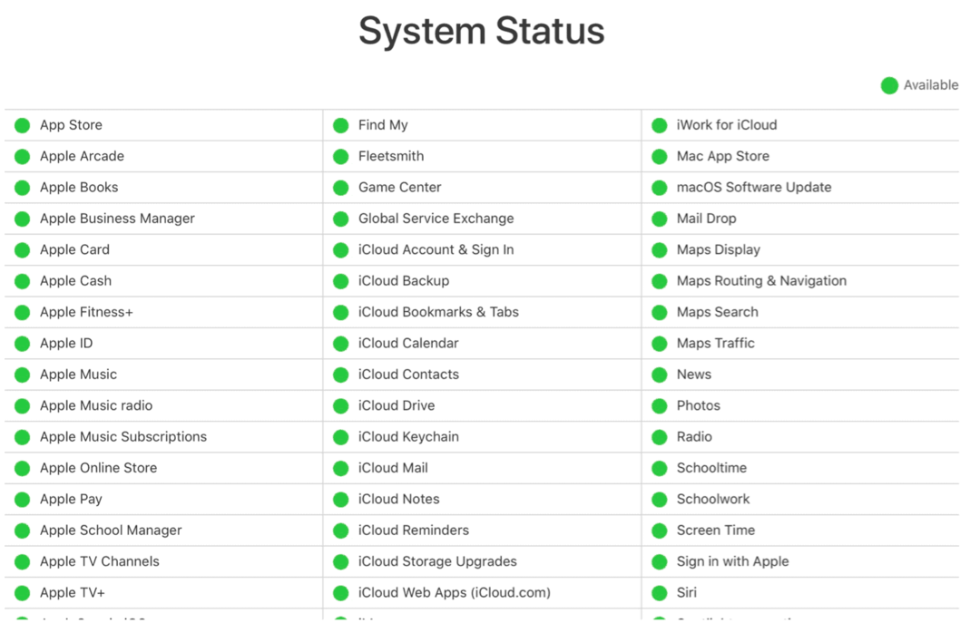 Beheben Sie iCloud-Probleme: iCloud-Systemstatus