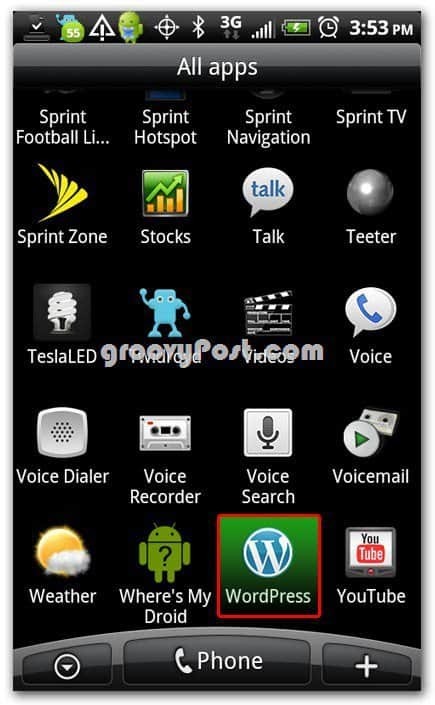 Wordpress auf Android-Symbol im Startbildschirm - Dock