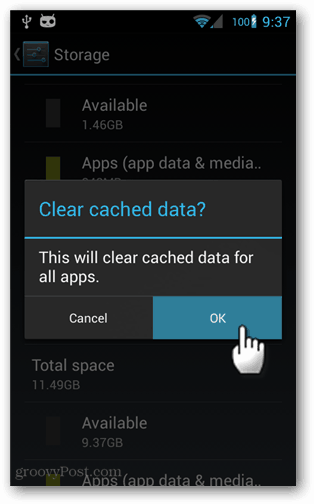 So löschen Sie alle zwischengespeicherten App-Daten unter Android 4.2+