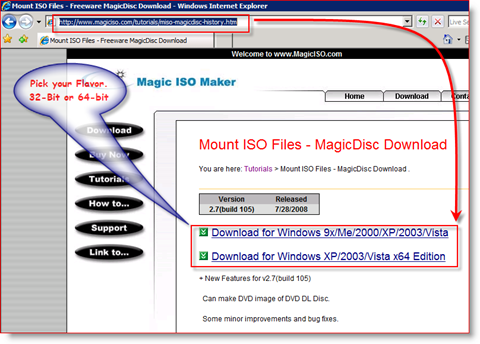 MagicISO x86 und x64 Download Link für Windows Server 2008