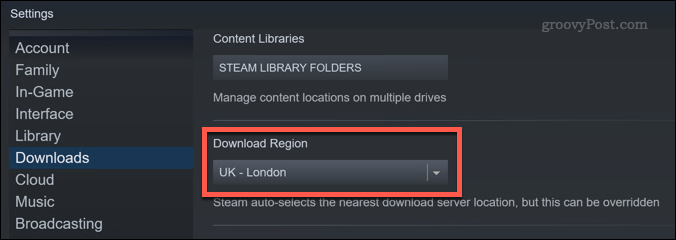 Steam-Download-Region einstellen