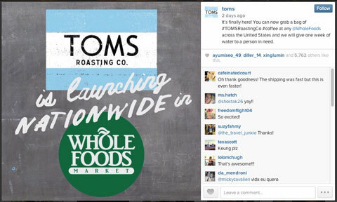 Toms Instagram Bild mit Hashtag