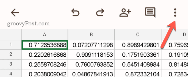 Öffnen Sie das Google Sheets-Menü auf dem Handy