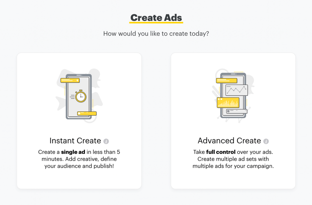 Richten Sie Snapchat-Anzeigen über Instant Create oder Advanced Create ein
