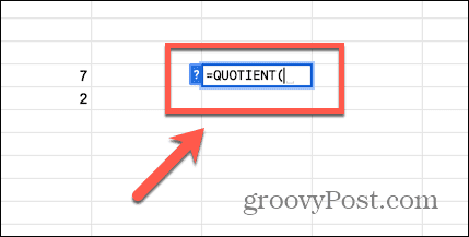 Google Sheets-Quotientenfunktion