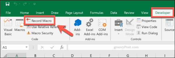 Die Schaltfläche Makro aufzeichnen in Microsoft Excel