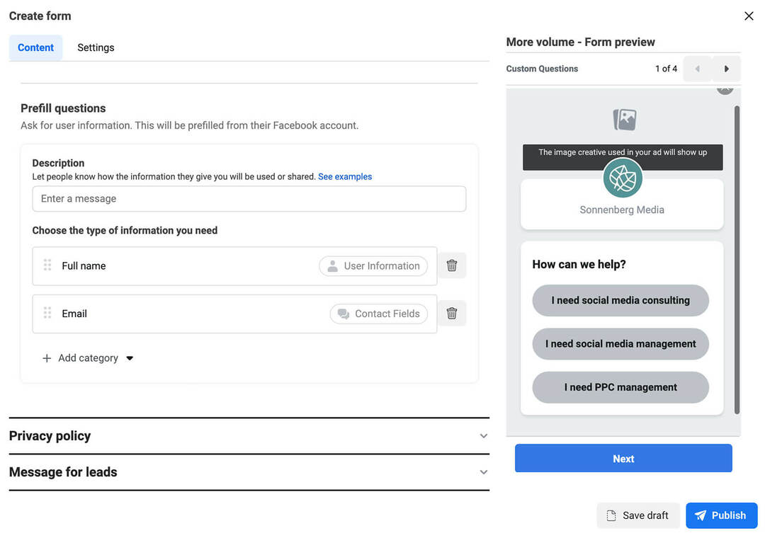 So erweitern Sie Ihre E-Mail-Liste auf Instagram mithilfe von „instagram-attach-native-lead-form-repurpose-or-enhance-form-in-ads-manager-example-18“.