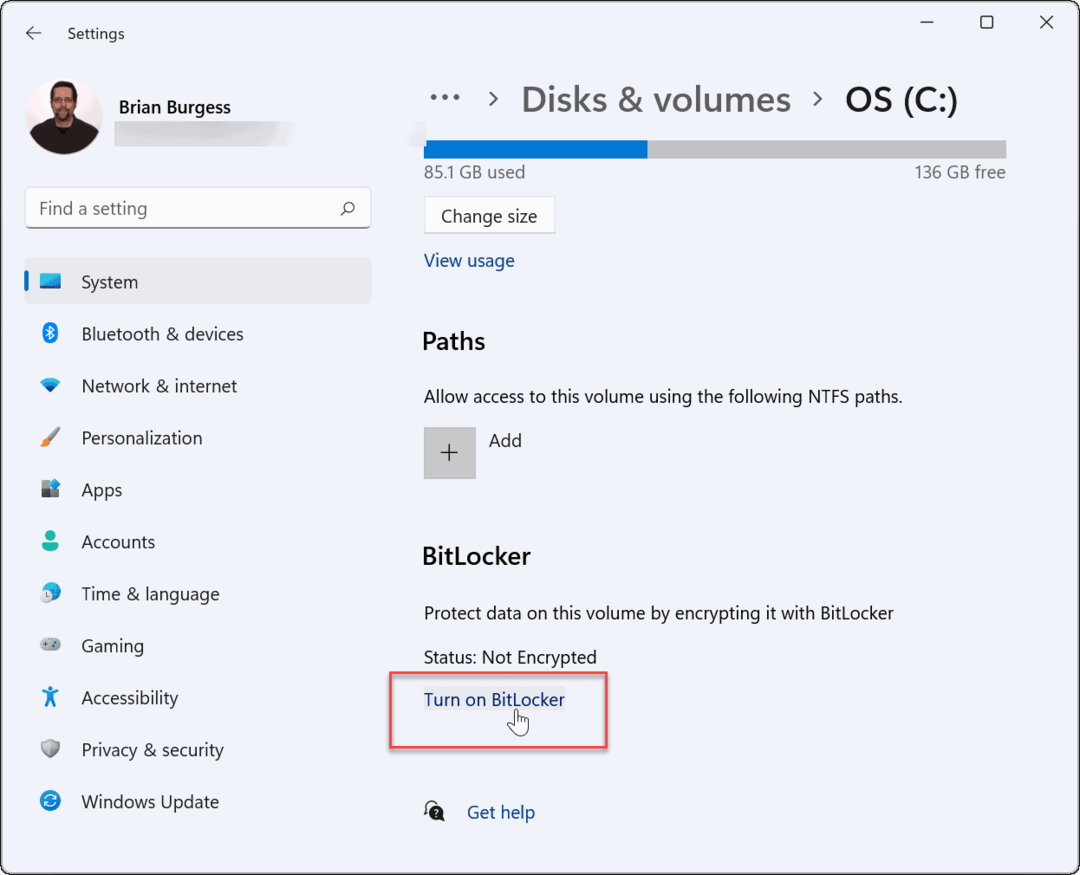 Aktivieren Sie Bitlocker, verwenden Sie die Bitlocker-Verschlüsselung in Windows 11