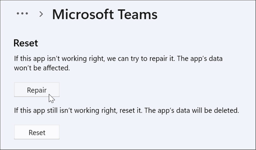 reparieren Microsoft Teams reparieren