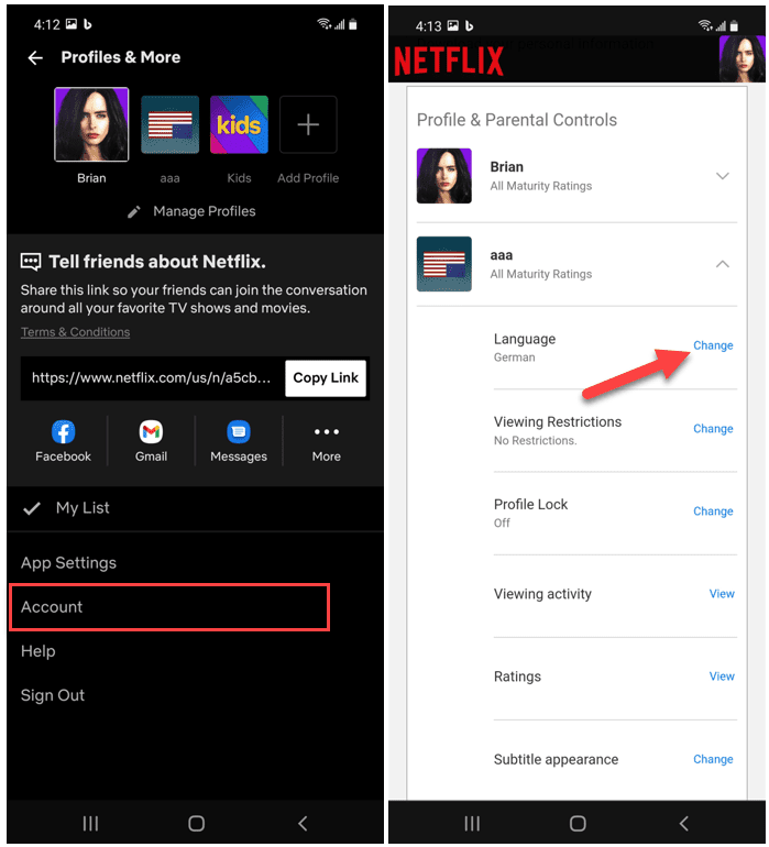 Netflix-Android-App-Konto