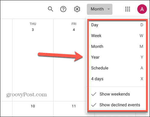 google kalender ansicht auswählen