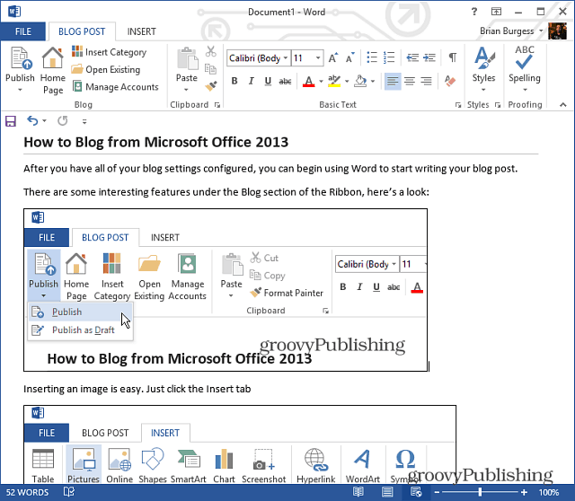 So erstellen und veröffentlichen Sie Blogposts aus Word 2013 oder 2016