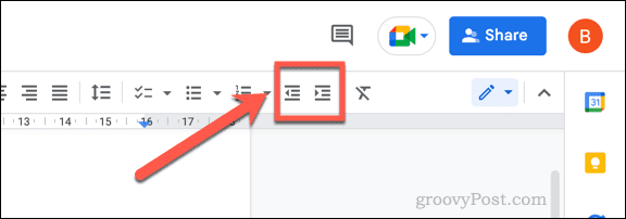Optionen zum Einrücken von Text in Google Docs