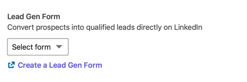So erstellen Sie eine LinkedIn-Karussellanzeige zur Lead-Generierung, Schritt 6, wählen Sie das Formular zur Lead-Generierung aus
