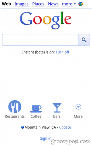 Google Mobile-Standortschaltflächen