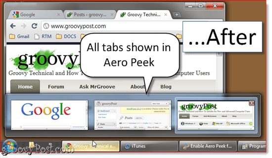 So aktivieren Sie Aero Peek für alle Registerkarten in Google Chrome