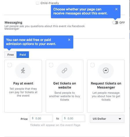 Facebook scheint die Option zu testen, mit der Leute Fragen über Facebook Messenger stellen und kostenlos hinzufügen können oder bezahlte Eintrittsoption für eine Veranstaltung und legen Sie beim Einrichten einer Facebook-Veranstaltung eine Preisspanne für das Ticketing fest Seite.