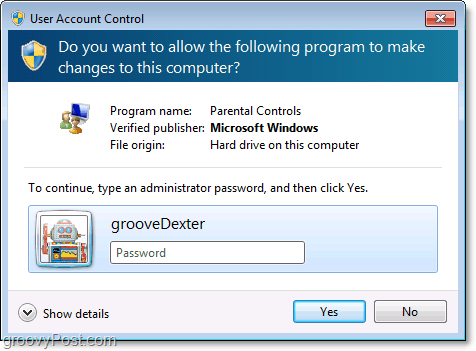 Sie können eine Einschränkung der Kindersicherung in Windows 7 überschreiben, indem Sie ein Administratorkennwort eingeben