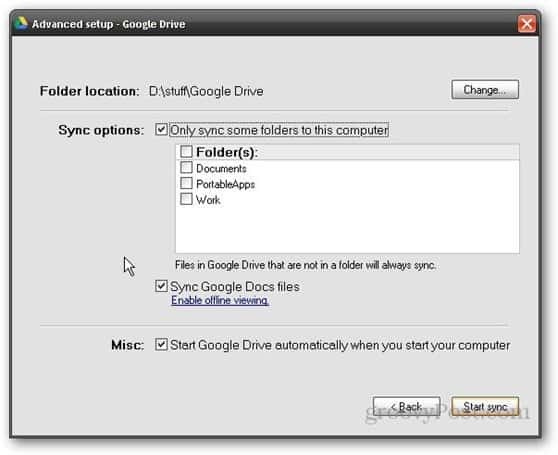 Google Drive selektive Synchronisierung