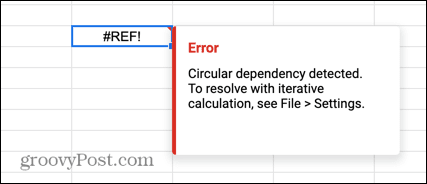 Google Sheets Zirkelverweis