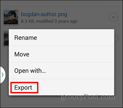 Dropbox-Export zum SD-Export