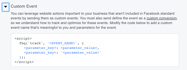 Facebook bietet Ihnen auch die Möglichkeit, benutzerdefinierte Ereignisse zu erstellen.