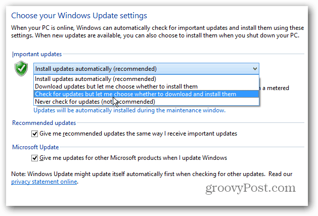 Windows 8 eine Desktop-Benachrichtigung für Updates anzeigen lassen