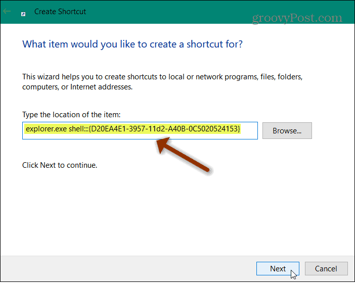Verknüpfungsassistent Windows 10