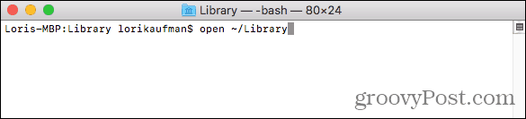 Öffnen Sie den Bibliotheksordner im Finder über das Terminal auf dem Mac