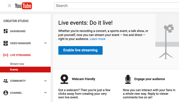 Richten Sie Hangouts On Air mit YouTube Live ein, um Ihr Videointerview zu führen.