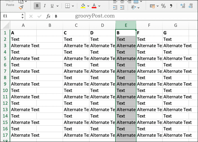 Überschreiben einer Excel-Spalte