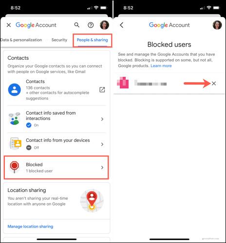 Entsperren eines Nutzers in Google Drive auf Mobilgeräten