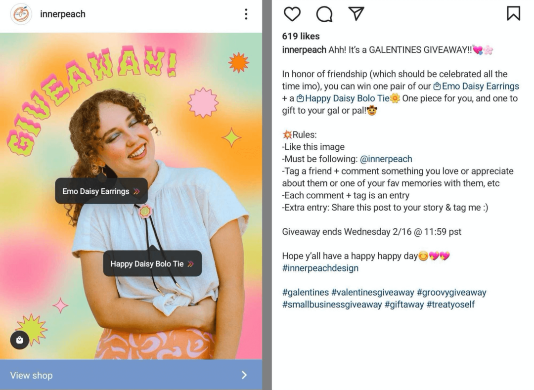 Bild des Werbegeschenks zum Teilen von Instagram-Posts