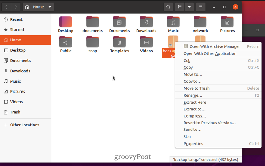Wie extrahiere ich die gz-Datei unter Linux mit der GUI