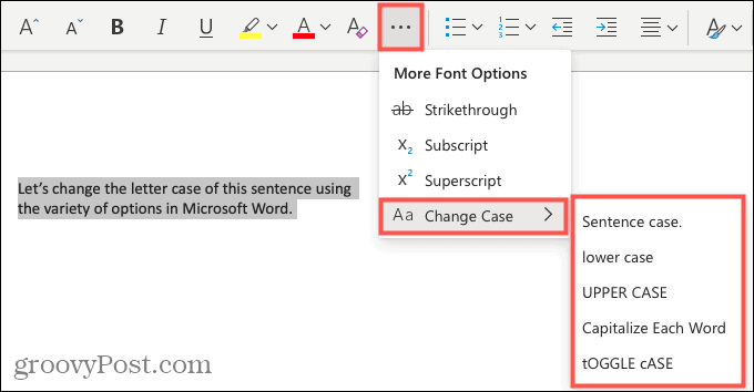 Groß-/Kleinschreibung in Word für das Web ändern