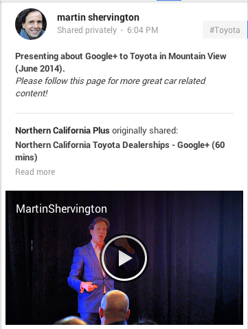 Google + Post mit einem Aufruf zum Handeln