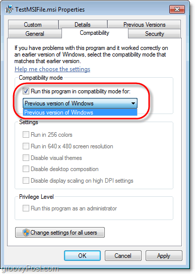 Anzeigen von Kompatibilitätsinformationen für eine Windows 7-MSI-Datei