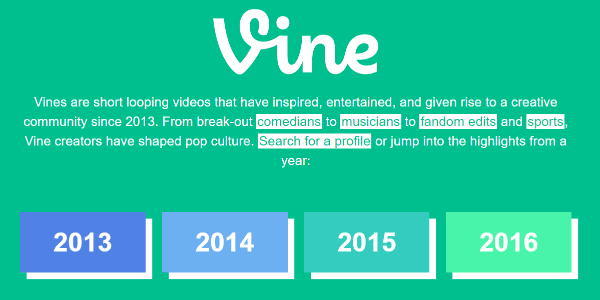 Twitter hat von 2013 bis 2016 leise ein Vine-Archiv auf der Vine-Website veröffentlicht.