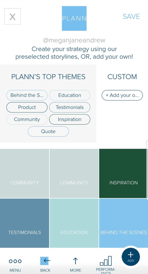 Verwenden Sie farbcodierte Platzhalter in Plann, um Ihren Instagram-Feed-Inhalt zu planen.