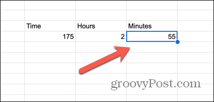 Google Sheets-Minuten-Ergebnis