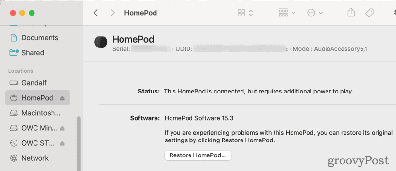 HomePod von macOS wiederherstellen