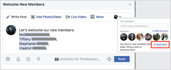 Facebook-Gruppe begrüßen neue Mitglieder
