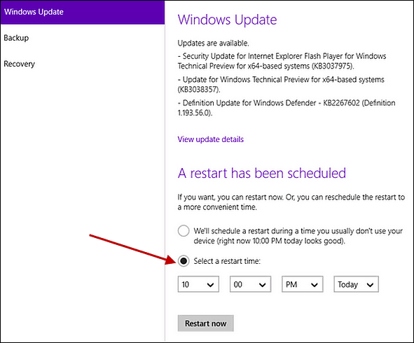 Planen Sie einen Neustart in Windows 10