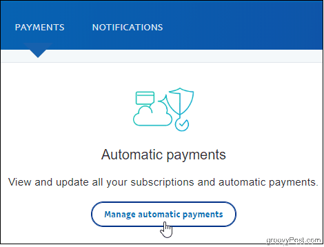 PayPal Klicken Sie auf Automatische Zahlungen verwalten