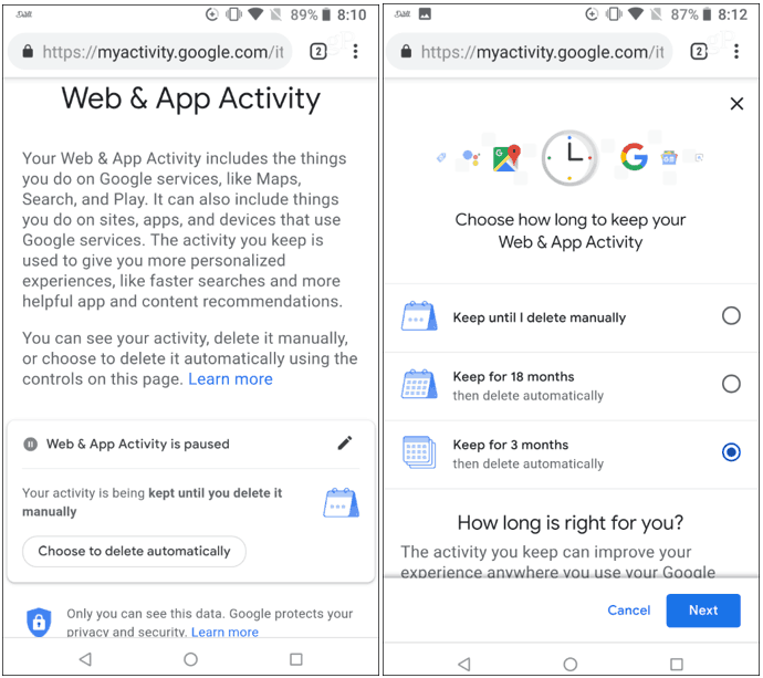 Web-App-Aktivität-Google-Mobile