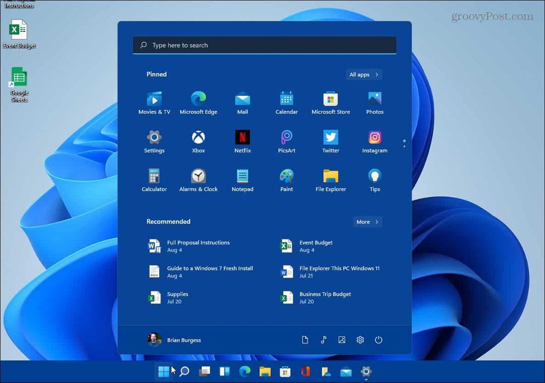 Beispiel für das Ändern der Farbe Start-Taskleiste Windows 11