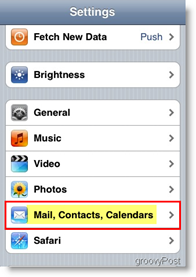 Apple iPhone öffnen Mail, Kontakte und Kalender