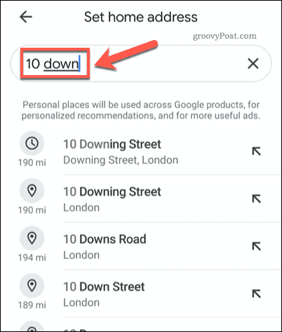 Suchen nach einer Privatadresse in Google Maps Mobile